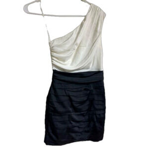 Express one shoulder fancy black and white dress size 0